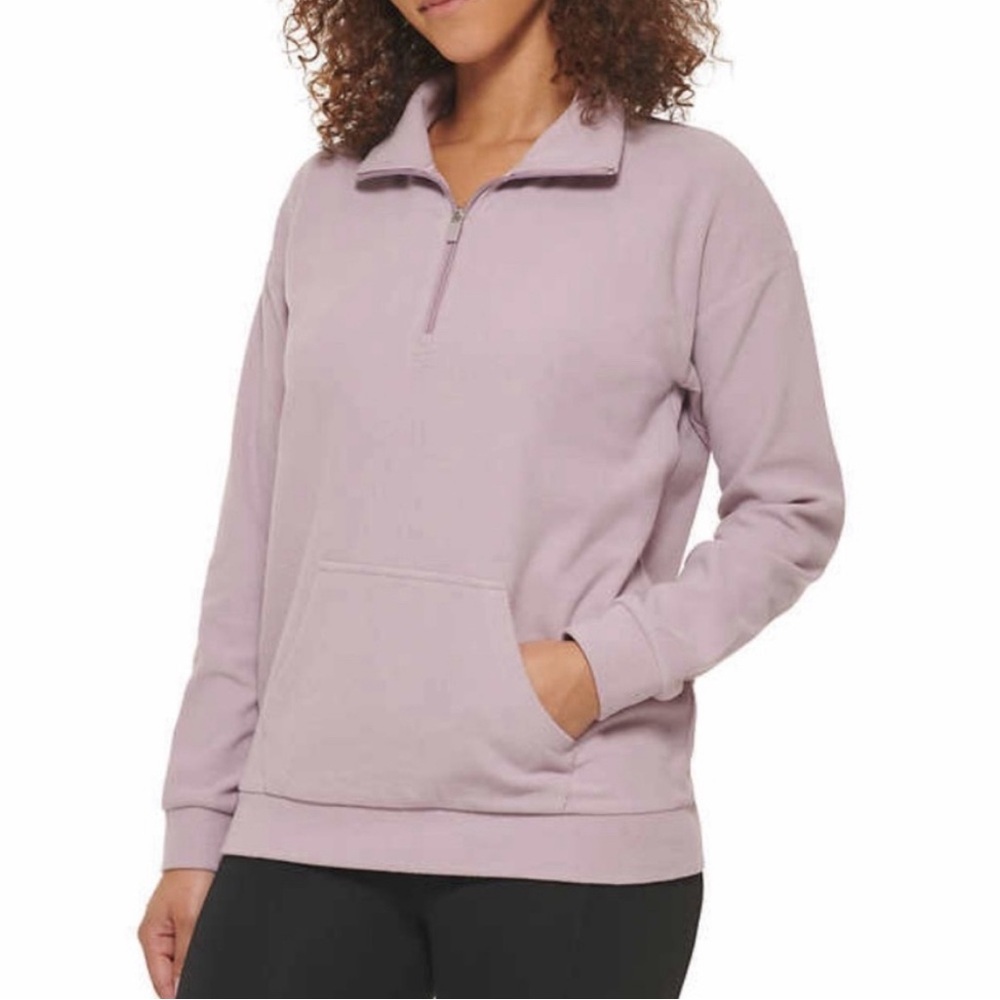 Marc New York Ladies' Ribbed Quarter Zip Pullover w/ Pockets, Light Purple, XXL